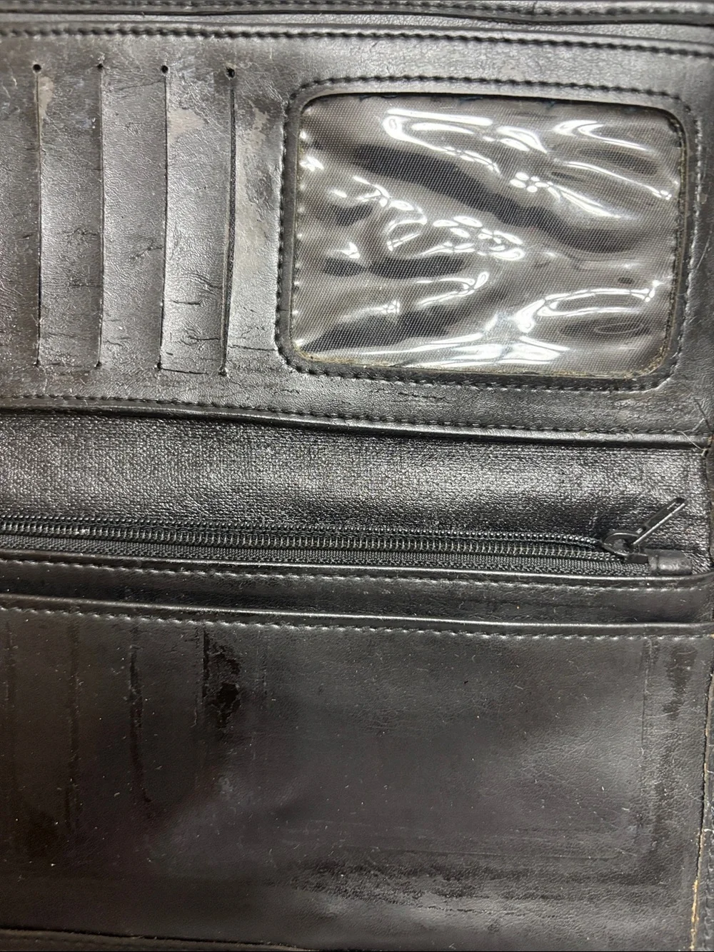 Liz Claiborne Black Leather Wallet with Gold Tone Logo